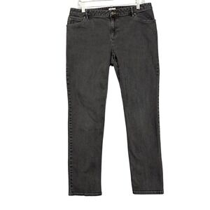 J Jill Slim Leg Jeans Womens 12 Charcoal Black Stretch Denim Mid Rise Classic
